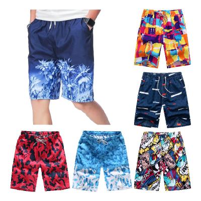 China Custom Anti-Wrinkle Polyester Beach Print Shorts Mens Surfing Board Shorts Swimwear Swimsuit Two Eyelets With Back Pocket Swimming Shorts for sale