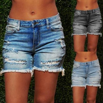 China 2022 Wholesale Women QUICK DRY Sexy Vintage Ripped Denim Shorts Jeans Wash Distressed Summer High Waist Women's Denim Casual Shorts for sale