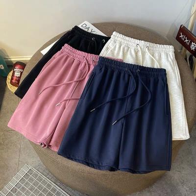 China Anti-wrinkle Summer Fashion Casual Sweat Shorts Women Wholesale Running Elastic High Waist Cotto Solid Color White Sweat Shorts Pants for sale