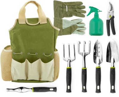 China 600D Multifunctional Gardening Tote Garden Hand Tool Set Polyester 9 Pcs Combination for sale