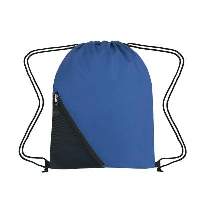 China Travel Bag Navy Blue Promotion Drawstring Backpack With Mesh Pocket Outdoor JLD-BPK24 for sale