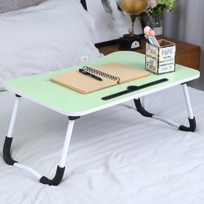 China Foldable Foldable Wooden Folding Laptop Table Bed Desk Computer Table With Cup Holder for sale