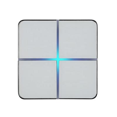 China White 4 Gang Aluminum Panel Touch Wall wifi Switch Smart Home Switch 118*72*35mm for sale