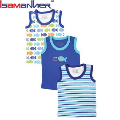 China Summer QUICK DRY Custom Baby Clothes Cute Printed 100% Cotton Baby Vest Tank Tops for sale