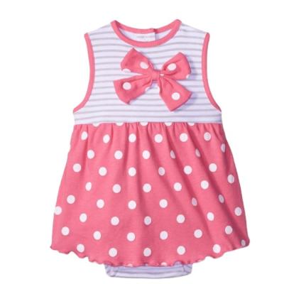 China Breathable Custom Baby Clothes Printed Summer 100% Cotton Newborn Baby Girl Dress With Bows for sale