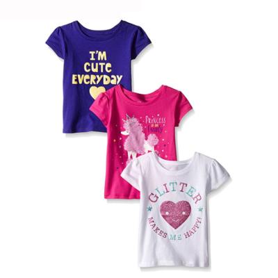 China Wholesale Custom Breathable Custom Cotton Clothing Cute Girl Kids 100% Printing T-shirt for sale