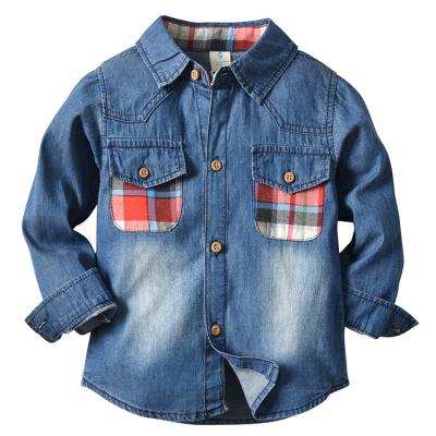 China New Children's Anti-Shrink Clothes Spring Autumn Kids Top Boy's Long Sleeve Denim Shirt for sale