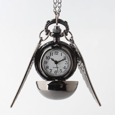 China Simple Harry Potter Flip Pocket Watch Casual Chain Watch Tungsten Steel Black Snitch Pocket Quartz Wholesale Modern Small Watch for sale