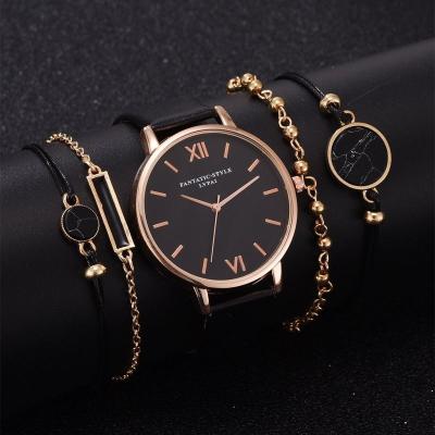 China Not Specified 2022 New Simple Watch Set Quartz Watch PU Strap Ladies Watch With Strap Set Wholesale for sale