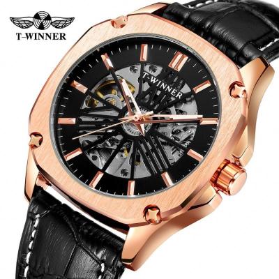 China Automatic Mechanical Waterproof Cavity Leather Men's Business Watch Power Reserve Men's Watch for sale