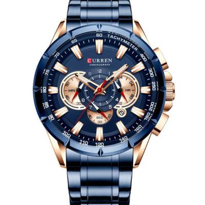 China 3atm Steel Waterproof Luxury Quartz Men's Automatic Date Watch Six-hand Function Quartz Men's Calendar Band Watch for sale