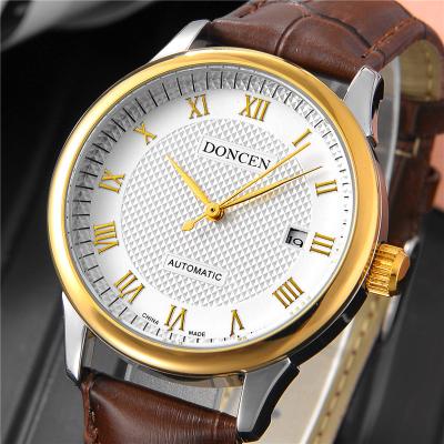 China Three-needle Automatic Date Men's Simple Calendar Watch Mechanical Men's Business Belt Watch for sale