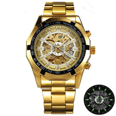 China Men's Brand Watch Business Fashion Luxury Skeleton Mechanical Automatic Mechanical Luminous Watch Men's Retro Watch Band for sale