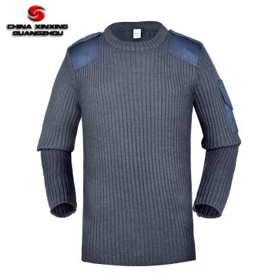 China Keep the round neck long sleeve sweater or pullover warm military gray color woolen material for sale