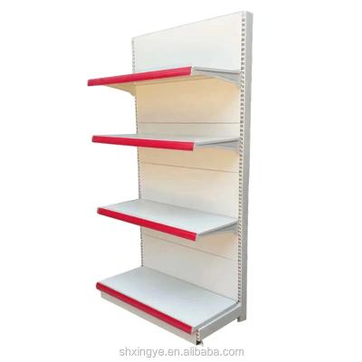 China Assemble  Milk White Cold Rolled Steel Single-Sided Display Shelf  Single Sided Gondola Supermarket Shelf for sale