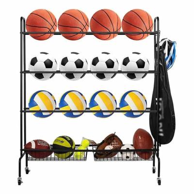 China Factory Custom Color Size Metal Basketball Rack Sport Ball Storage Garage Sports Ball Rack for Garage for sale