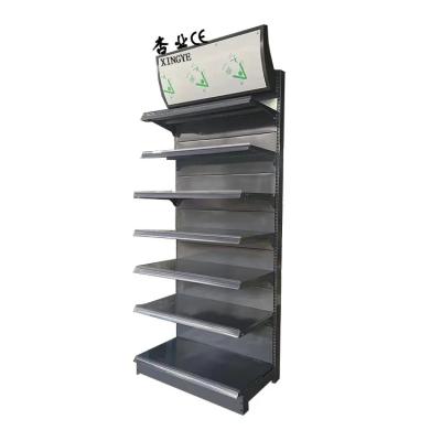 China Factory Custom Size Color Logo Single Side bright gray display shelf display gondola shopping mall display rack for sale