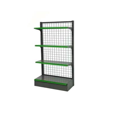 China wire mesh Display Rack customized Industrial wire mesh back supermarket gondola shelf for sale