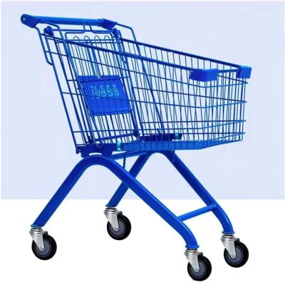 China 120 kg capacity heavy duty 100 mm wheel blue colour size super market  shopping trolleys & carts for sale