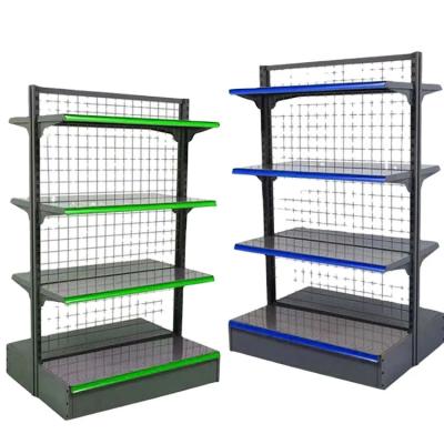 China Customized Farbe Metall Gondel Regal Mesh Rack für den Einzelhandel zu verkaufen