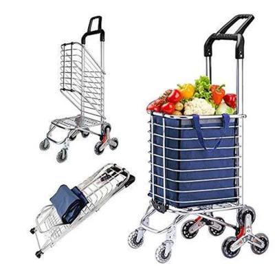 China Upgraded Folding Shopping Cart Portable Grocery Stair Climbing Cart for sale