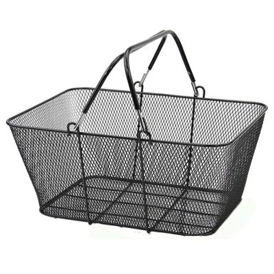 China Black Supermarket Shopping Basket Custom Logo Steel Hand Basket for sale