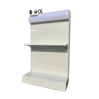 China Factory customized color size single side super m kt shelve retail store equipment white store wall racks with light box for sale