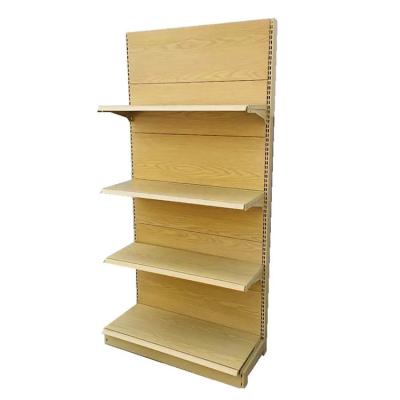 China Factory Custom Size wood grain color grocery store shelving shop shelves retail display shelves anaqueles for sale