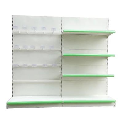 China Factory Customized Color Size Logo white single side supermarket shelf pharmacy shelf drugstore shelf for sale