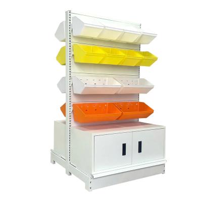 China 2023 Factory Customized Orange Color Size supermarket retail snack shelf snack display racks candy shelf for sale