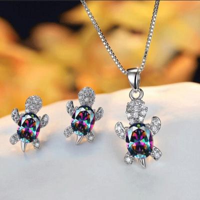 China TRENDY Europe and American Jewelry Sets Women Fashion Turtle Shape Earring Necklace Silver Plated Jewelry Sets for sale