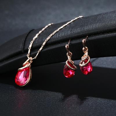 China FASHIONABLE Europe and America style bride jewelry sets inlay rhinestone necklace earring women jewelry sets for sale