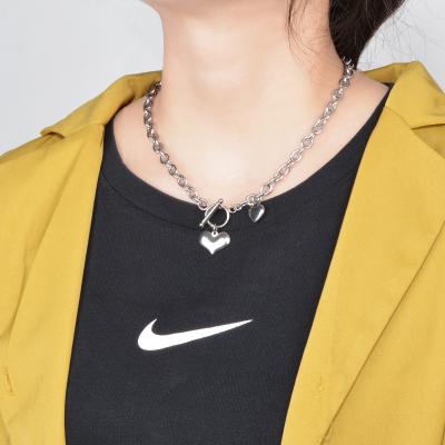 China Hot Sale Hiphop Stainless Steel Girl Necklace Europe and America Hip Hop Heart Shape Pendant Necklace for sale