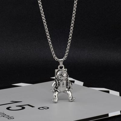 China New Arrival Hiphop Popular Stainless Steel Necklace Hip Hop Mens Astronaut Silver Plated Pendant Necklace for sale