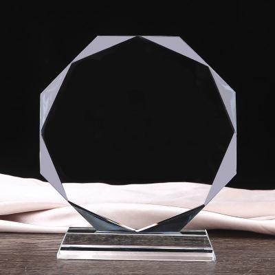 China China Business Logo Color-Printing Glass Trophy Plate Award Gift Customer Own Design Professional Producer for sale