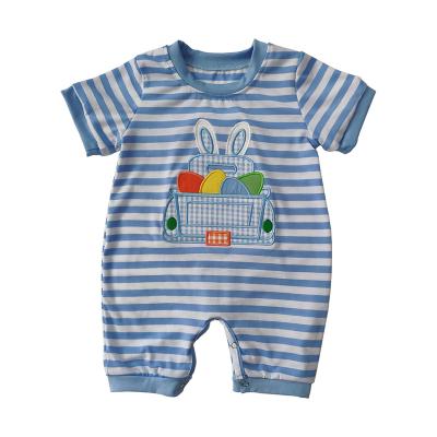 China 2021 girls and boy boutique easter truck applique sibling outfit casual wholesale baby boy girl rompers for sale