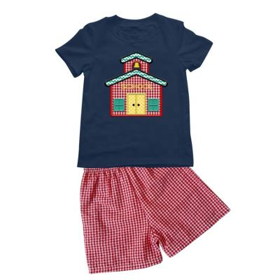 China Wholesale 2019 new design appliques cotton kids clothes boutique boy casual clothes back to school outfits for sale