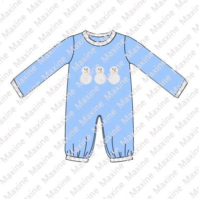 China Winter Cute Duck Girl Boutique Toddler Snowman Boys Romper Applique Wholesale Boys Long Sleeve Romper for sale