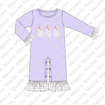 China Cute Cow Applique Snowman Applique Girls Winter Romper Ruffles Style Babies Romper for sale