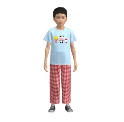 China Wholesale Customized Casual Baby Boy Toddler Kids Sets Scare Short Sleeve Shirt With Cotton Seersucker Pants Set for sale