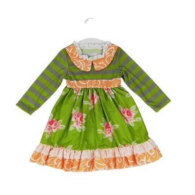 China Wholesale Breathable Peter Pan Collar Remake Floral Printing dresses baby clothing autumn boutique outfits girl dress set for sale