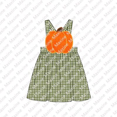 China Wholesale Breathable Babies Dress Kids Clothes Sleeveless Pumpkin Applique Girls Fall Dress for sale