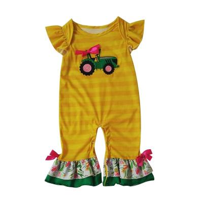 China 2019 Casual Hot Sale Tractors Applique Wholesale Fashion Newborn Baby Rompers Clothes Girls Boutique Clothing for sale