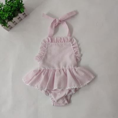 China New Arrival Breathable Cotton Seersucker Baby Swimsuit Girls One Piece Swimsuit for sale