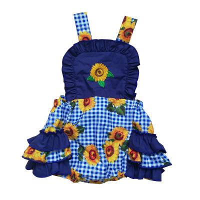 China 2019 Summers Sunflower Ruffle Baby Girl Casual Romper Jumpsuit One Piece Infant Bubble With Embroidery for sale