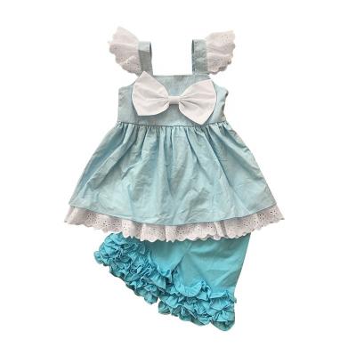 China Wholesale Kids Summer Casual Clothing Sets Babies Boutique Outfits Ruffle Shorts Clothes Set for sale