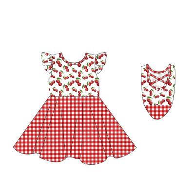 China 2022 Hot Sale Little Girl Twirl Dress Breathable Custom Fruits Printed Baby Summer Dresses for sale