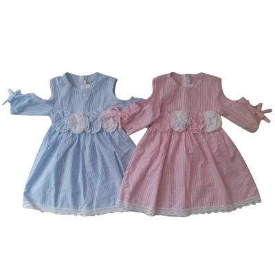 China Viable flower decoration kids boutique clothing red and blue striped woven cotton girls dresses from China Yiwu for sale