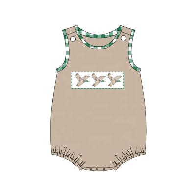 China Mallard Wholesale Embroidery Easter Day Girl Boutique Shirt Toddler Boys Sleeveless Romper for sale