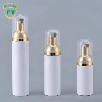 China Schaum-Pumpflasche 30ml 50ml 80ml Goldmit klarer Kappe zu verkaufen